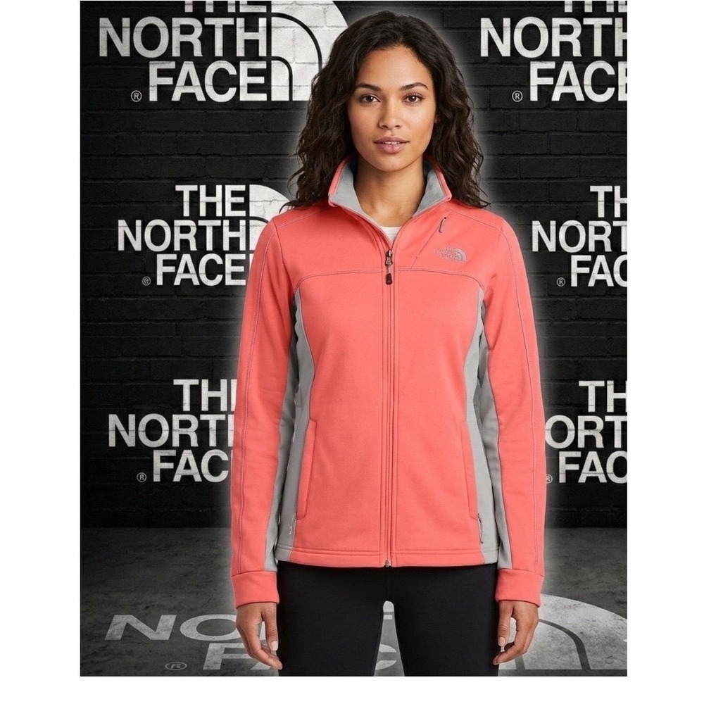 🔥The North Face🩷💜🩷 Agave Full Zip Fleece Jacket Coral Pink Grey S Small